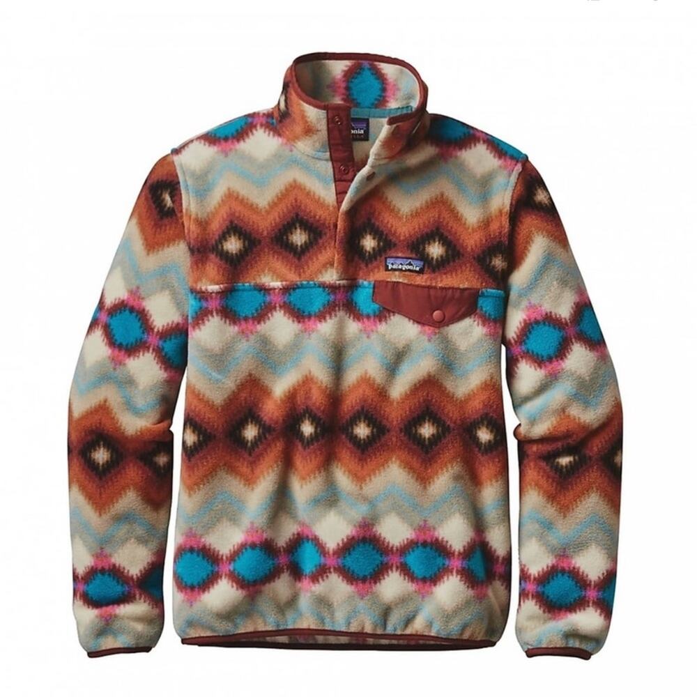 Patagonia Synchilla Snap T Fleece Pullover Sweater Timber Twist Aztec Print - Picture 6 of 6